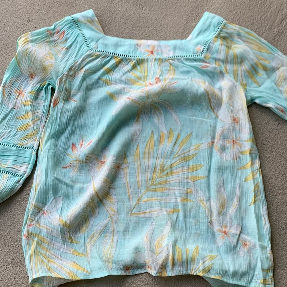 LC Lauren Conrad Square Neck Turquoise Blouse